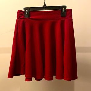 wine red flowy skater skirt